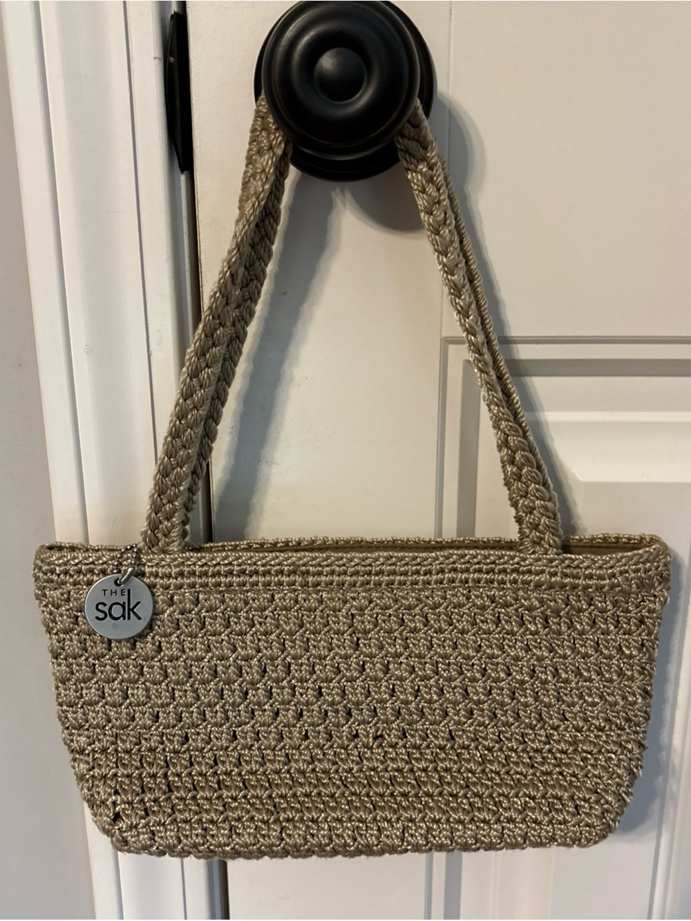 The Sak Braided Woven Shoulder Bag in natural